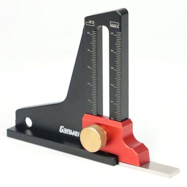 Ganwei Woodworking Height Gauge 0-50mm Aluminum Alloy Adjustable Tablesaw Depth Measuring Tool (Black)