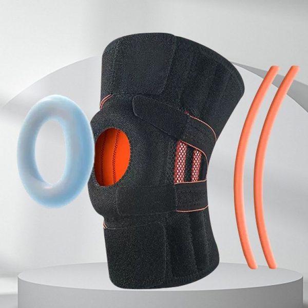 Sports Protection Knee Pads Meniscus Protection Cover Patella Brace With Double Anti-slip Strip (Black Orange)