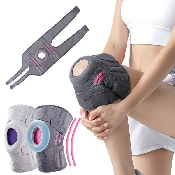 Sports Protection Knee Pads Meniscus Protection Cover Patella Brace With Double Anti-slip Strip (Black Orange) - Image 2