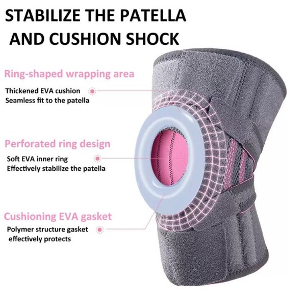 Sports Protection Knee Pads Meniscus Protection Cover Patella Brace With Double Anti-slip Strip (Black Orange) - Image 3