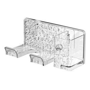 Household Hair Dryer Shelf Bathroom No Punching Wall Mounted Storage Rack (Transparent Silver)