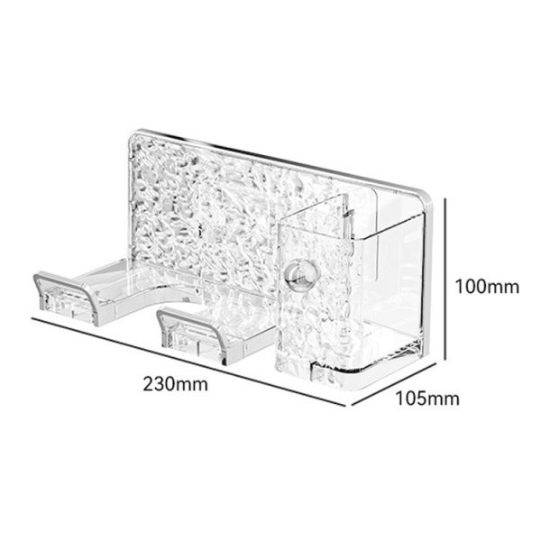 Household Hair Dryer Shelf Bathroom No Punching Wall Mounted Storage Rack (Transparent Silver) - Image 3
