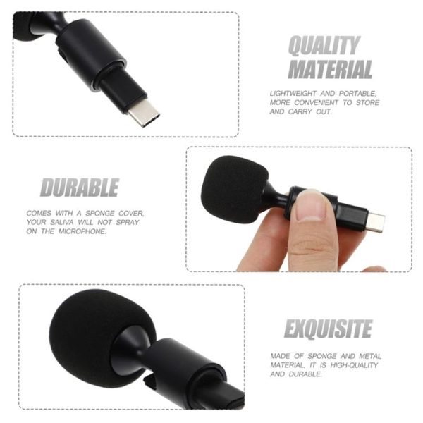 Mobile Phone Live Broadcast Microphone, Style: 3.5 Straight Head 3-section Plug (Sponge Cover) - Image 4