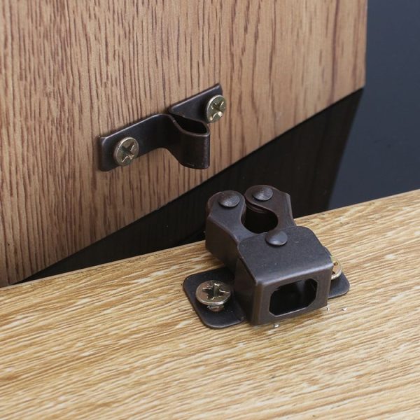 5pcs Antique Old- Style Short Foot Door Clip Buckle Household Closet Cabinet Door Catches, Style: With Screw (Red) - Image 2