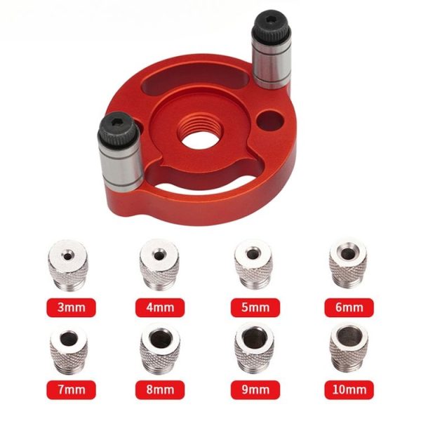 Woodworking Drill Locator Self Centering Dowelling Jig Hole Puncher Locator, Model: With 6 / 8 / 10mm Drill Sleeve (Red) - Image 4