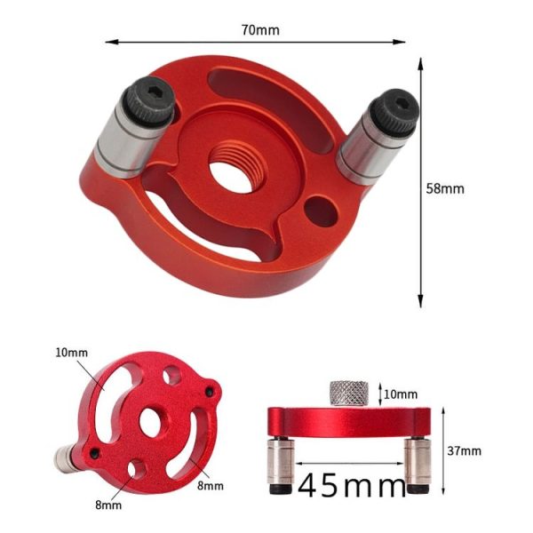 Woodworking Drill Locator Self Centering Dowelling Jig Hole Puncher Locator, Model: With 6 / 8 / 10mm Drill Sleeve (Red) - Image 5