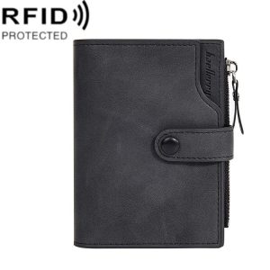 Baellerry D5113 RFID Anti-theft Tri-fold Zipper Short Wallet Coin Purse (Black)