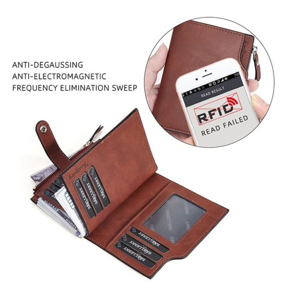 Baellerry D5113 RFID Anti-theft Tri-fold Zipper Short Wallet Coin Purse (Black) - Image 5