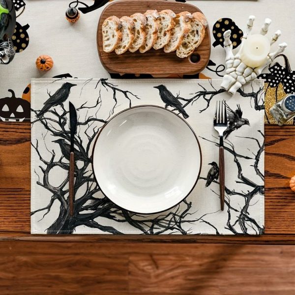 Halloween Black Crow Placemat Restaurant Decoration Insulation Pad (Crow) - Image 2