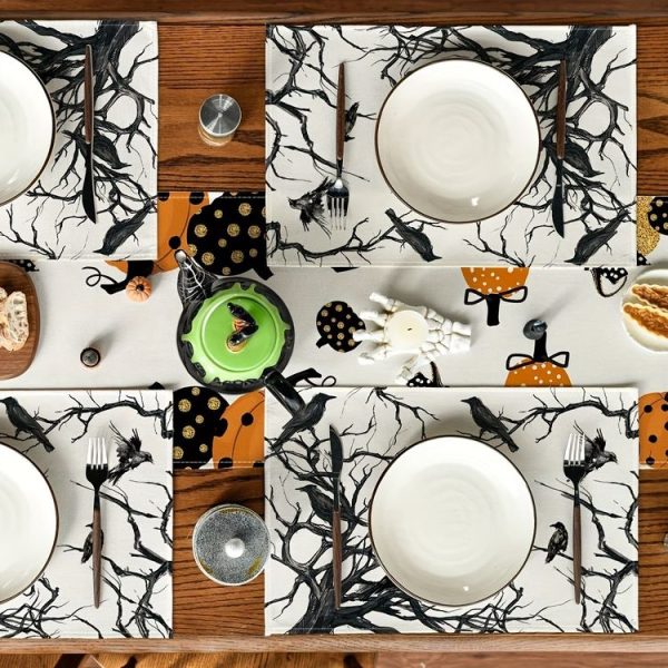 Halloween Black Crow Placemat Restaurant Decoration Insulation Pad (Crow) - Image 4