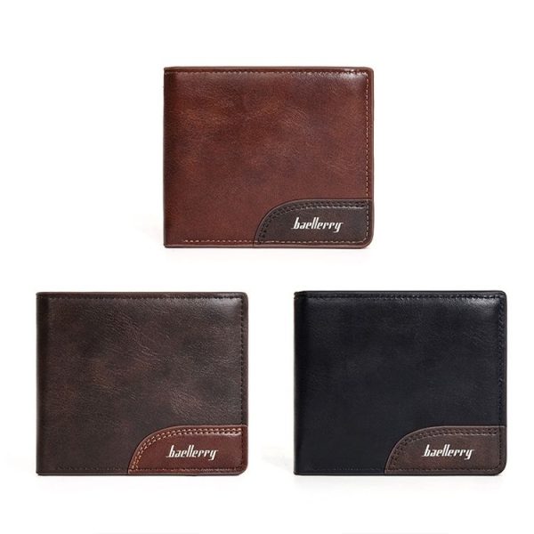 Baellerry D2405 Retro Two-fold Men Short Zipper Wallet Card Holder (Black) - Image 3