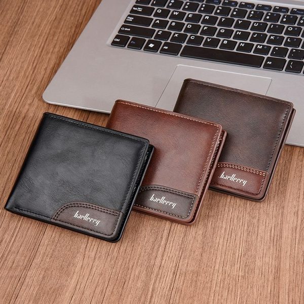 Baellerry D2405 Retro Two-fold Men Short Zipper Wallet Card Holder (Black) - Image 8
