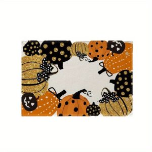 Halloween Cartoon Linen Placemat Kitchen Restaurant Decorative Insulation Pad (Pumpkin)