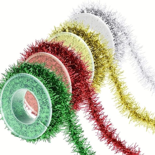 2.8m / Roll Christmas Glitter Striped Ribbon Bow DIY Decorative Ribbon Gift Packaging Ribbon (Red) - Image 4