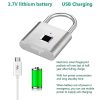 Smart Fingerprint Rechargeable Padlock Waterproof Morse Code Emergency Unlocking (Matte Silver) - Image 5