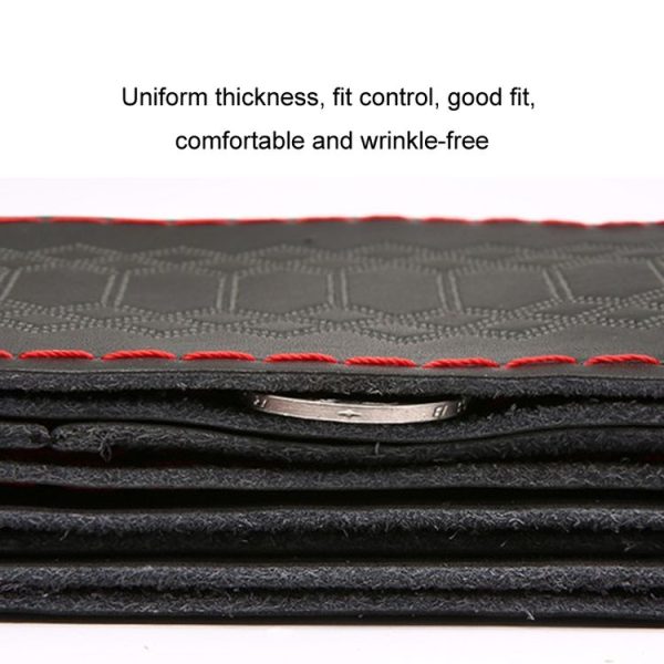 38cm Four-season Embossed Hand-sewn Cowhide Steering Wheel Cover (Black+Black Line) - Image 5