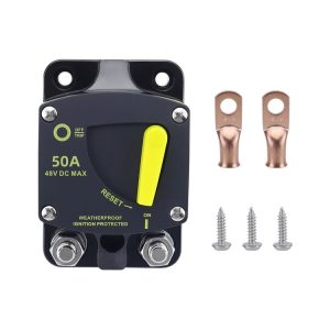 RV Yacht Manual Reset Ignition Protection Fuse Switch With Terminal Accessories, Current: 50A