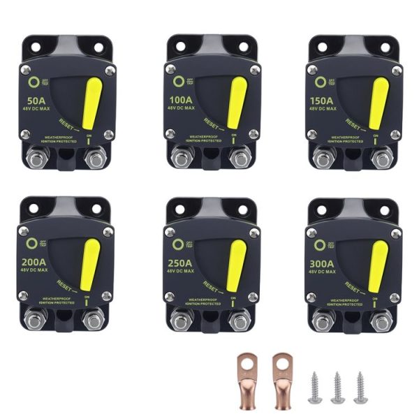 RV Yacht Manual Reset Ignition Protection Fuse Switch With Terminal Accessories, Current: 50A - Image 2