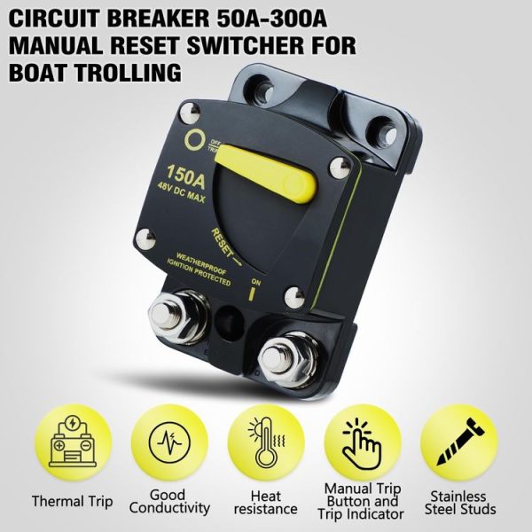 RV Yacht Manual Reset Ignition Protection Fuse Switch With Terminal Accessories, Current: 50A - Image 6