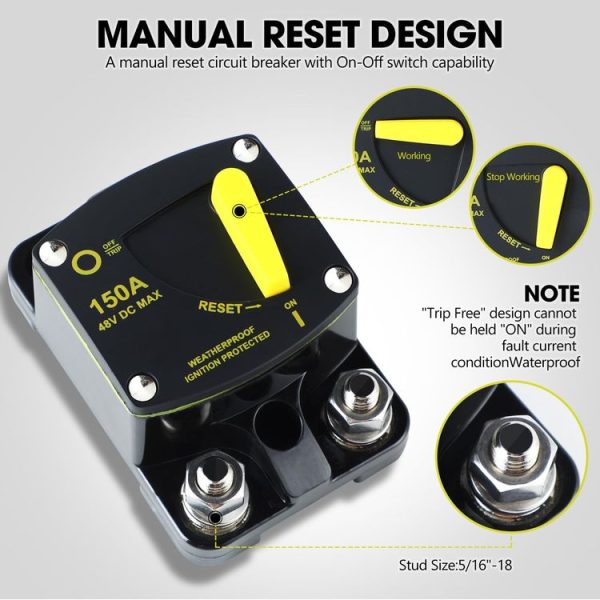 RV Yacht Manual Reset Ignition Protection Fuse Switch With Terminal Accessories, Current: 50A - Image 7