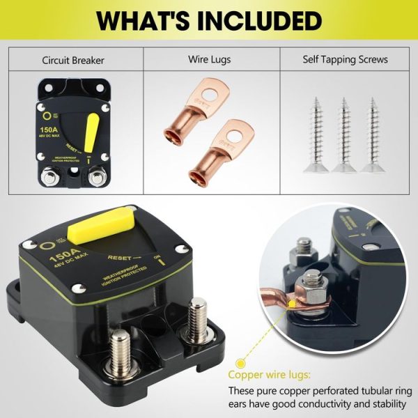 RV Yacht Manual Reset Ignition Protection Fuse Switch With Terminal Accessories, Current: 50A - Image 9