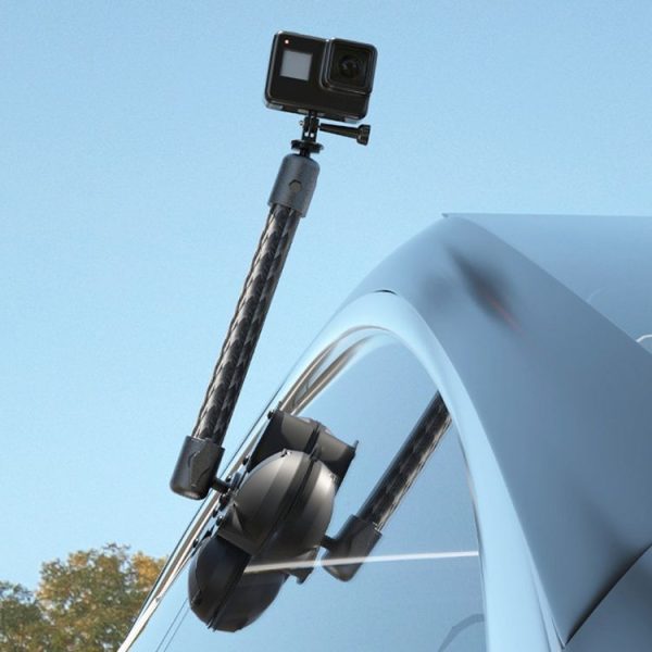 Car Phone Mount Extension Arm Double Jointed Swivel Adjustment Carbon Fiber Bracket Connecting Rod, Model: 140mm For 20mm Ball Head - Image 8