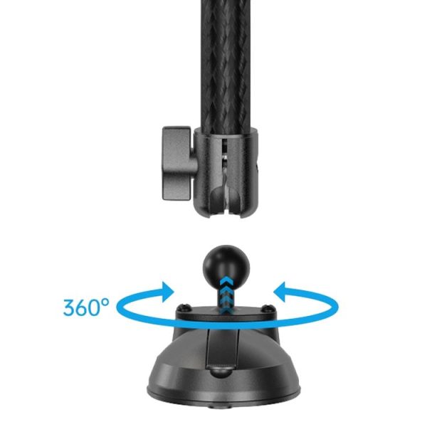Telescopic Car Phone Mount Extension Arm Double Jointed Swivel Carbon Fiber Bracket Connecting Rod, Model: 217-300mm For 20mm Ball Head - Image 5