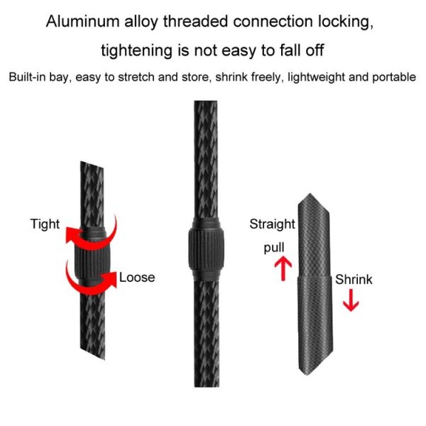 Telescopic Car Phone Mount Extension Arm Double Jointed Swivel Carbon Fiber Bracket Connecting Rod, Model: 217-300mm For 20mm Ball Head - Image 6