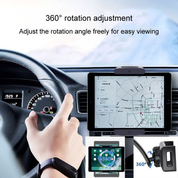 IPad Car Tablet Holder Suction Cup Mount Car Dashboard Cellphone Stand (Black) - Image 7