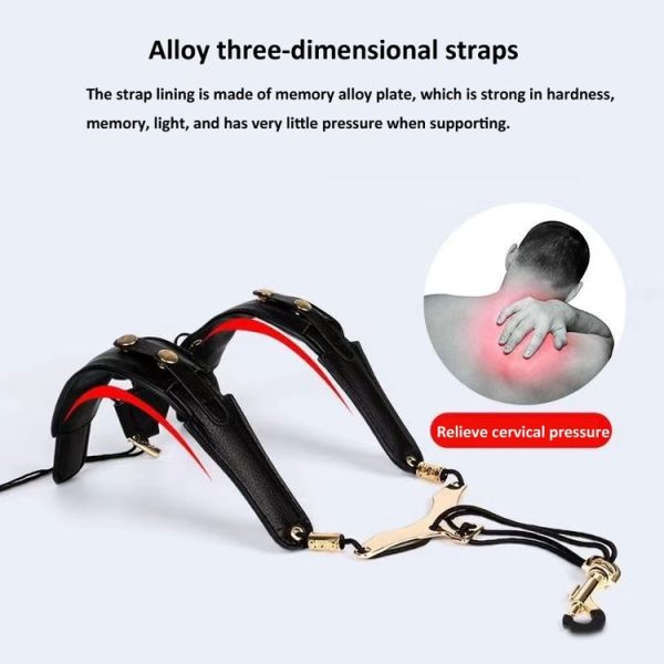 Saxophone Double-Shoulder Strap Leather Adjustable Lanyard For Tenor Alto Sax Accessories (Black) - Image 5