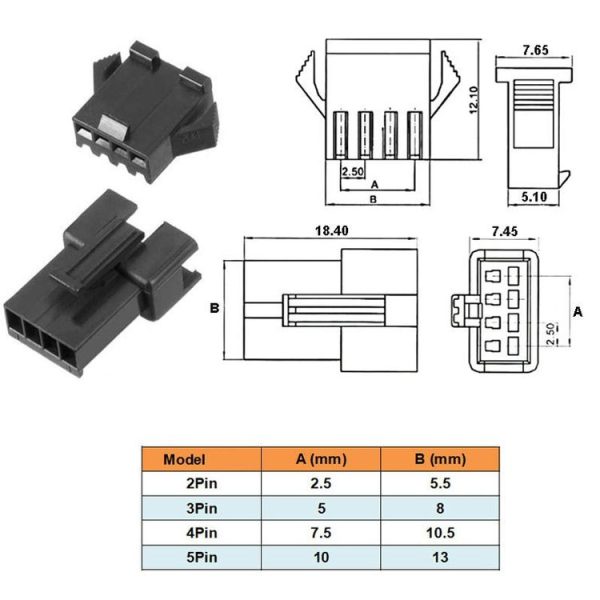 200pcs / Box JST-SM 2.54mm Pitch 2 / 3 / 4 / 5Pin Male / Female Header Connectors Adaptor - Image 4