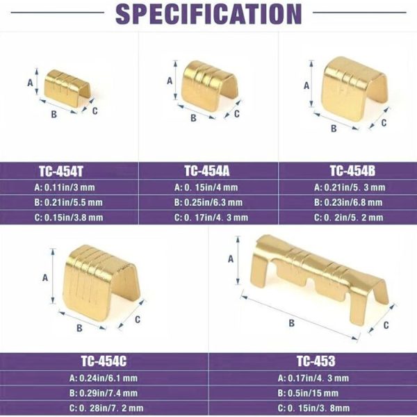 500pcs / Box 5 Specifications Of Gold Brass Quick Crimping Buckle U-Shaped Parallel Terminal Set - Image 2