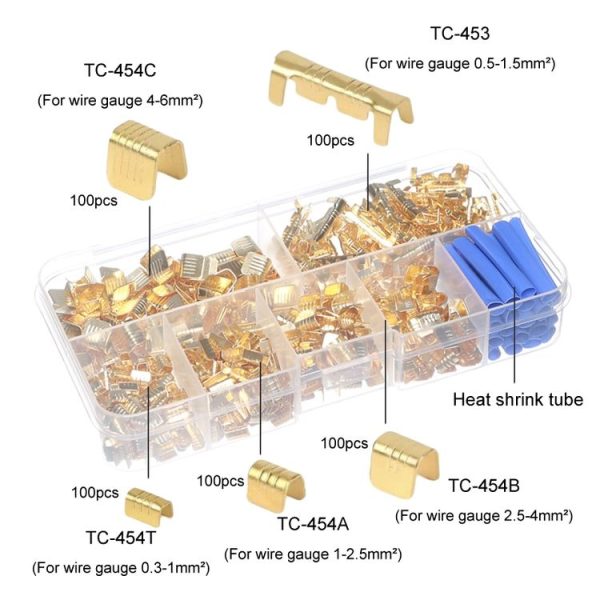 500pcs / Box 5 Specifications Of Gold Brass Quick Crimping Buckle U-Shaped Parallel Terminal Set - Image 3
