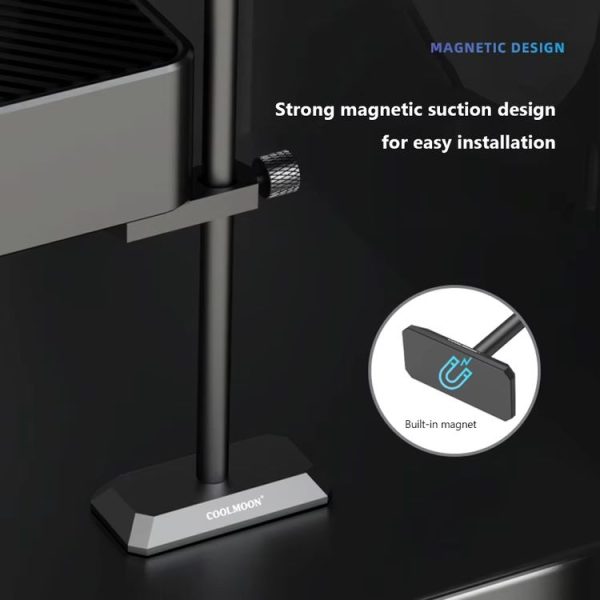 COOLMOON GH195 Desktop Computer Vertical Mounted Graphics Card Protection Shelf Metal Rod Magnetic Support Bracket, Color: Black - Image 3
