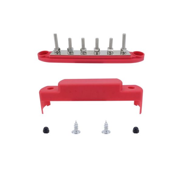 M6 RV Yacht High Current 6-column 250A Base Busbar, Color: Red