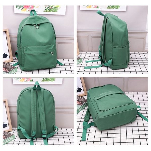 Women Solid Color Backpack Simple Travel Commuter Bag Satchel (Black) - Image 3