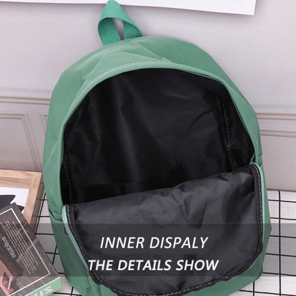 Women Solid Color Backpack Simple Travel Commuter Bag Satchel (Black) - Image 4