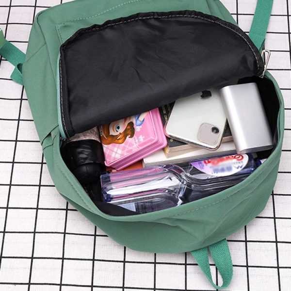 Women Solid Color Backpack Simple Travel Commuter Bag Satchel (Black) - Image 5