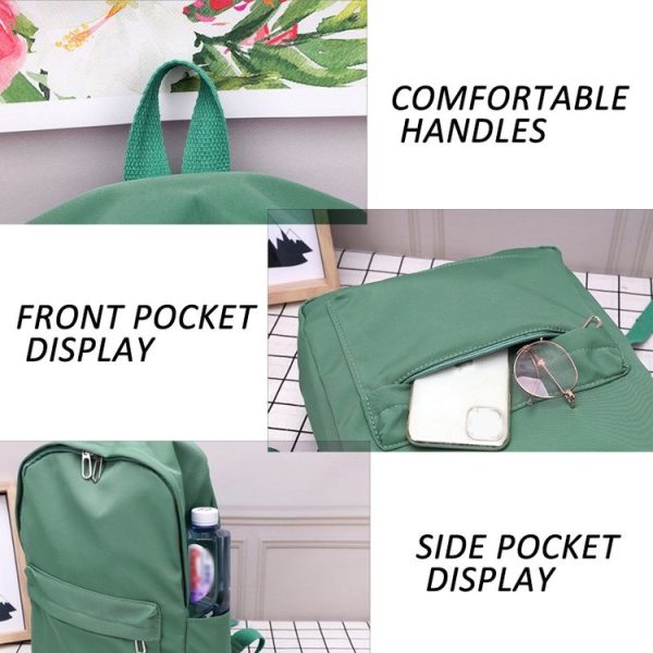 Women Solid Color Backpack Simple Travel Commuter Bag Satchel (Black) - Image 6