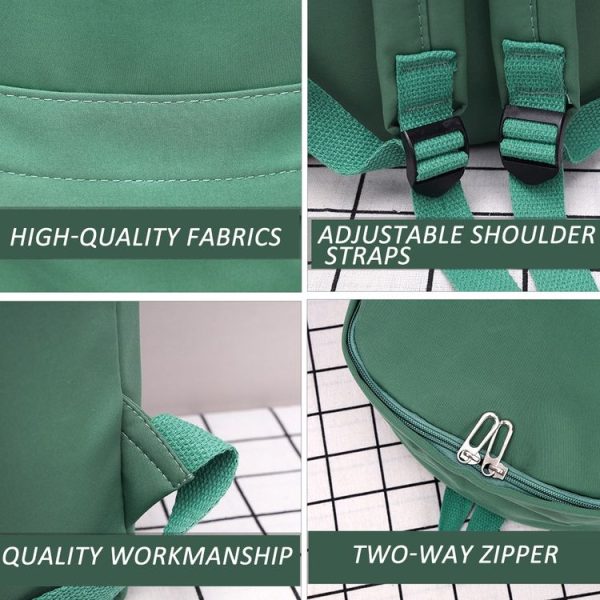 Women Solid Color Backpack Simple Travel Commuter Bag Satchel (Black) - Image 7