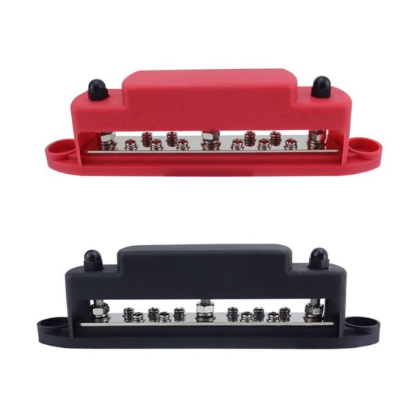 M6 3-post 10-way RV Yacht Short-circuit Proof Base DC Busbar, Color: Red - Image 2