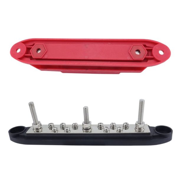 M6 3-post 10-way RV Yacht Short-circuit Proof Base DC Busbar, Color: Red - Image 4
