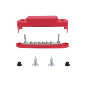 M6 2-post 12-way RV Yacht Terminal Nylon Flame Retardant Busbar, Color: Red