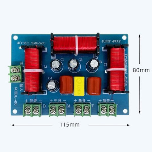 RCEDA-410 Two High One Medium One Low 4-Way Speaker Crossover Audio Modification Divider - Image 3