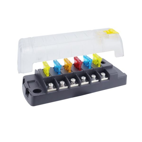 6-Way Plug-In Insulated Cover Fuse Box For Cars Yachts, Set: Standard - Image 2