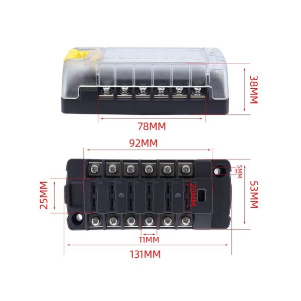 6-Way Plug-In Insulated Cover Fuse Box For Cars Yachts, Set: Standard - Image 3