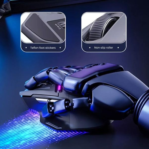 Inphic IN9PRO-H 3 Modes Wired and Wireless Mouse PAW3395 Sensor (Black Gray) - Image 11