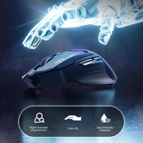 Inphic IN9PRO-H 3 Modes Wired and Wireless Mouse PAW3395 Sensor (Black Gray) - Image 6