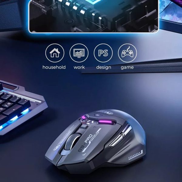 Inphic IN9PRO-H 3 Modes Wired and Wireless Mouse PAW3395 Sensor (Black Gray) - Image 7