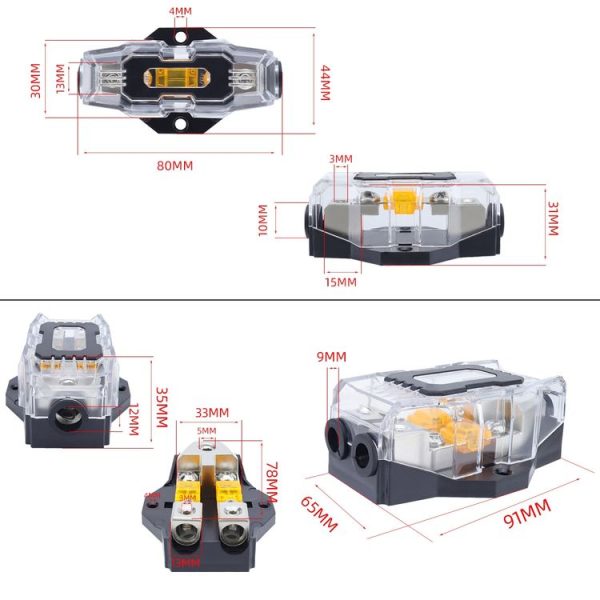 80A Car Audio Amplifier Modified Solid Brass Fuse Holder With Transparent Cover, Specifications: 1-way - Image 3